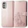 Mobigear Clover Motorola Moto E32s Hülle Klapphülle Geldbörse - Roségold