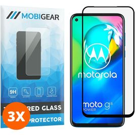 Mobigear Premium Motorola Moto G8 Power Panzerglas Gehärtetes Glas Displayschutz - Hüllenfreundlich - Schwarz (3er Pack)