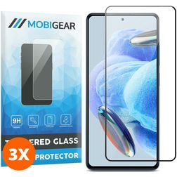Mobigear Premium Xiaomi Redmi Note 12 Pro Panzerglas Displayschutz - Hüllenfreundlich - Schwarz (3er Pack)