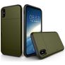 Mobigear Card iPhone X Hülle Hardcase Backcover Stoßfest mit Kartenhalter - Armeegrün