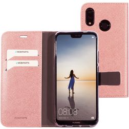 Mobiparts Saffiano Wallet Huawei P20 Lite (2019) Hülle Klapphülle Geldbörse - Pink