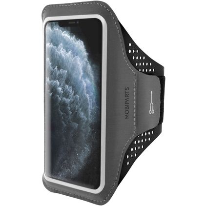 Mobiparts Comfort Fit Handyhalterung Joggen iPhone 11 Pro Max Sporthülle Neopren Sportarmband - Schwarz