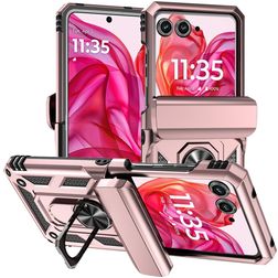 Mobigear Armor Ring Motorola Razr 50 Hardcase Backcover Shockproof mit Ringhalter - Roségold