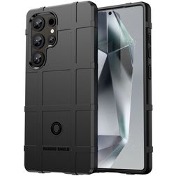 Mobigear Rugged Shield Samsung Galaxy S25 Ultra Hülle Flexibles TPU Backcover Stoßfest - Schwarz