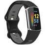 Mobigear Sport Dual Silikon Fitbit Charge 5 Armband Pin-and-Tuck-Verschluss - Schwarz / Grau