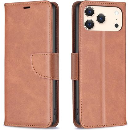 Mobigear Excellent iPhone 18 Pro Hülle Klapphülle Geldbörse - Braun