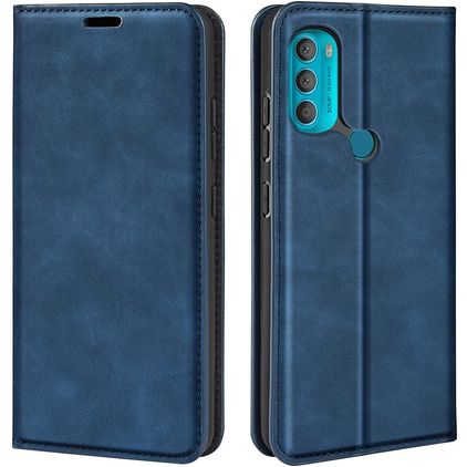 Mobigear Retro Slim Motorola Moto G71 5G Hülle Klapphülle Geldbörse - Blau