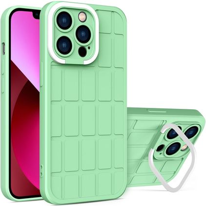 Mobigear Cube iPhone 14 Hülle Hardcase Backcover mit Ständer - Grün