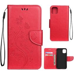 Mobigear Flowers iPhone 11 Hülle Klapphülle Geldbörse - Rot