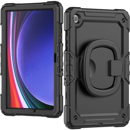 Mobilize Rotating Defender Samsung Galaxy Tab A9 Plus (2023) Hülle Kunststoff,Silikon Backcover + Schulterträger + Ständer - Schwarz