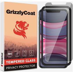 GrizzlyCoat Easy Fit AntiSpy iPhone 11 Panzerglas Gehärtetes Glas Displayschutz Privacy - Hüllenfreundlich + Applikator