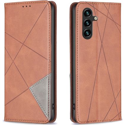 Mobigear Rhombus Slim Samsung Galaxy A35 Hülle Klapphülle - Braun