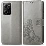 Mobigear Clover POCO X5 Pro Hülle Klapphülle Geldbörse - Grau