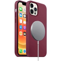 Mobigear Rubber Touch iPhone 12 Silikon MagSafe Hülle Backcover - Weinrot