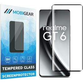 Mobigear Premium Realme GT 6 Panzerglas Gehärtetes Glas Displayschutz - Hüllenfreundlich - Schwarz
