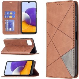Mobigear Rhombus Slim Samsung Galaxy A22 5G Hülle Klapphülle - Braun