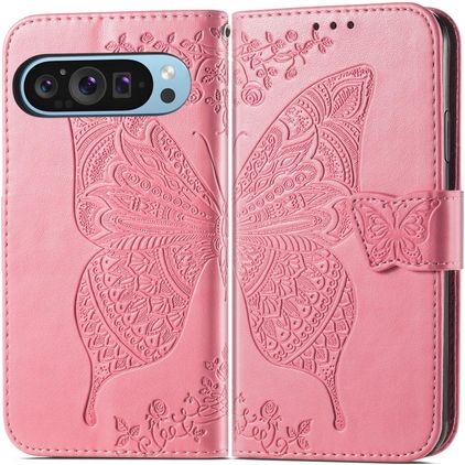 Mobigear Butterfly Google Pixel 9 Hülle Klapphülle Geldbörse - Pink