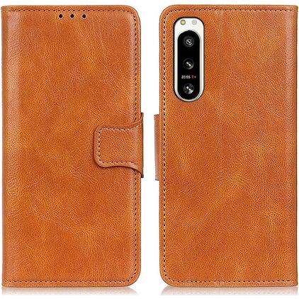 Mobigear Classy Sony Xperia 5 IV Hülle Klapphülle Geldbörse - Cognac
