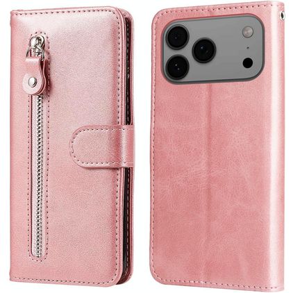 Mobigear Zipper iPhone 17 Pro Max Klapphülle Portemonnaie - Roségold