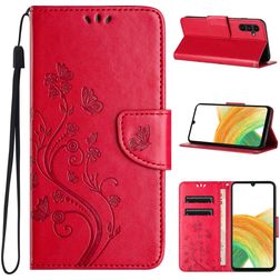 Mobigear Flowers Samsung Galaxy A35 Hülle Klapphülle Geldbörse - Rot
