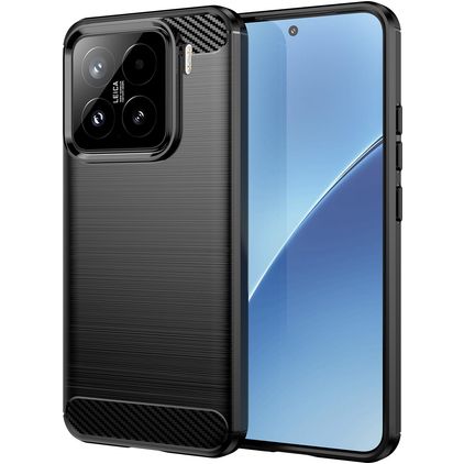 Mobigear Brushed Slim Xiaomi 15 Hülle Flexibles TPU Backcover - Schwarz