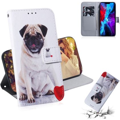 Mobigear Design iPhone 12 Pro Hülle Klapphülle Geldbörse - Hund