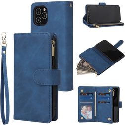 Mobigear Zipper iPhone 12 Pro Hülle Klapphülle Geldbörse - Blau