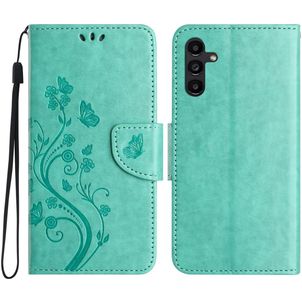 Mobigear Flowers Samsung Galaxy A56 Hülle Klapphülle Geldbörse - Grün