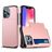 Mobigear Card iPhone 13 Mini Hülle Hardcase Backcover Stoßfest mit Kartenhalter - Roségold