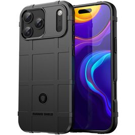 Mobigear Rugged Shield iPhone 17 Pro Max Hülle Flexibles TPU Backcover Stoßfest - Schwarz