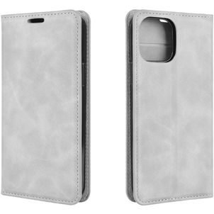 Mobigear Retro Slim iPhone 12 Hülle Klapphülle Geldbörse - Grau