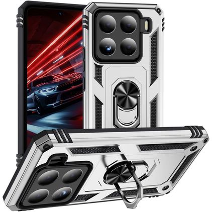 Mobigear Armor ring Xiaomi 15 Hardcase Backcover Shockproof mit Ringhalter - Silber