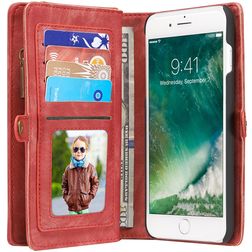 Caseme 008 iPhone 7 Plus Hülle Abnehmbare 2in1 Klapphülle Geldbörse - Rot