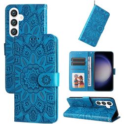 Mobigear Sunflower Samsung Galaxy S24 Plus Hülle Klapphülle Geldbörse - Blau