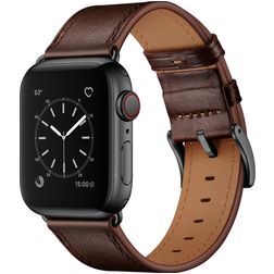 Mobigear Firenze Leder Apple Watch Armband Dornschließe - 49/46/45/44 mm - Braun