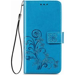 Mobigear Clover Samsung Galaxy A12 Hülle Klapphülle Geldbörse - Blau