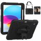 Mobigear SureGrip iPad 10 (2022) Stoßfeste Hardcase Hülle + Stifthalter + Schulterträger + Ständer - Schwarz