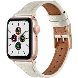 Mobigear Napoli Leder Apple Watch Armband Dornschließe - 42/41/40/38 mm - Weiß