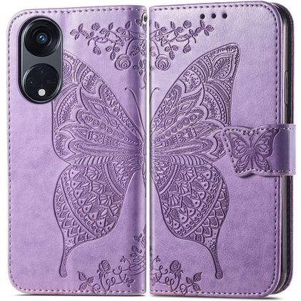 Mobigear Butterfly OPPO Reno 8T 5G Hülle Klapphülle Geldbörse - Lila
