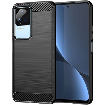Mobigear Brushed Slim POCO F4 Hülle Flexibles TPU Backcover - Schwarz