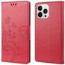 Mobigear Flowers iPhone 14 Pro Max Hülle Klapphülle Geldbörse - Rot