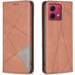 Mobigear Rhombus Slim Motorola Moto G84 Hülle Klapphülle - Braun