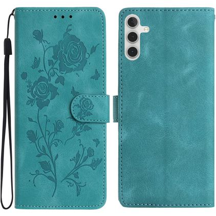 Mobigear Flowers Samsung Galaxy A17 Hülle Klapphülle Geldbörse - Grün