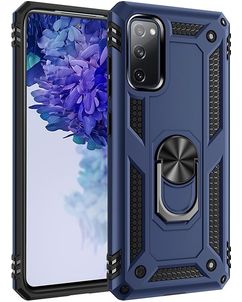 Mobigear Armor Ring Samsung Galaxy S20 FE Hülle Hardcase Backcover Stoßfest mit Ringhalter - Blau