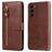 Mobigear Zipper Samsung Galaxy S23 Hülle Klapphülle Geldbörse - Braun