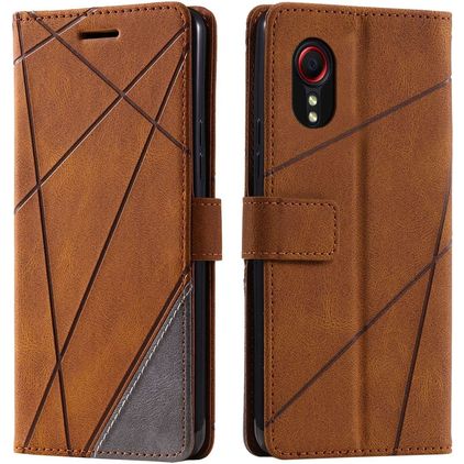 Mobigear Rhombus Samsung Galaxy Xcover 7 Hülle Klapphülle Geldbörse - Braun
