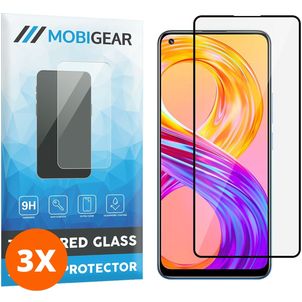 Mobigear Premium Realme 8 Pro Panzerglas Gehärtetes Glas Displayschutz - Hüllenfreundlich - Schwarz (3er Pack)