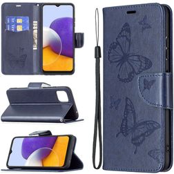 Mobigear Butterfly Samsung Galaxy A22 5G Hülle Klapphülle Geldbörse - Blau