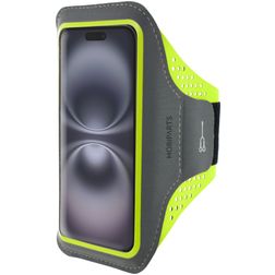 Mobiparts Comfort Fit Handyhalterung Joggen iPhone 16 Sporthülle Neopren Sportarmband - Neon Green