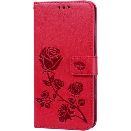 Mobigear Roses Samsung Galaxy A10 Hülle Klapphülle Geldbörse - Rot